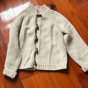 Boden Cream Toggle-Front Knit Cardigan